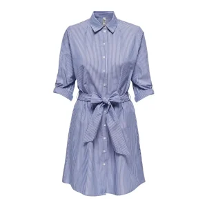 JDY – Vestito camicia a righe bianco blu JDYHALL 3/4 Shirt Dress WVN