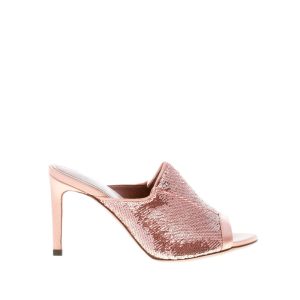 L’AUTRE CHOSE donna sandalo slide in tessuto e raso ROSA con fascia e paillettes. Tacco 8,5 cm