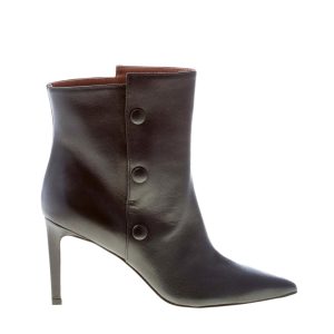 L’AUTRE CHOSE donna tronchetto in nappa NERO con bottoni decorativi. Tacco 8 cm