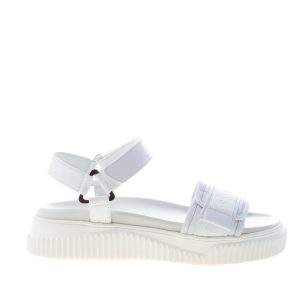 VOILE BLANCHE donna sandalo Lisa 04 in pelle BIANCO con fascia tecnica e strappo
