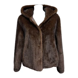 Riva Tricot – Pelliccia ecologica corta color caffè – XL