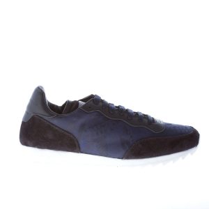 ALEXANDER MCQUEEN uomo sneaker in tessuto jacquard BLU con rifiniture in pelle e camoscio nero