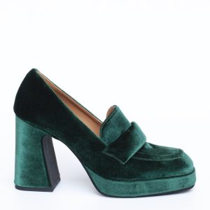 Mocassino alto velluto verde