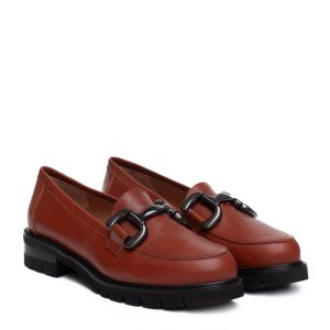 Mocassino pelle cuoio con morsetto
