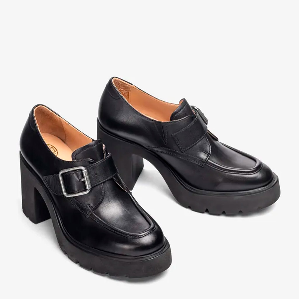 Mocassino Nero Fibbia Tacco Spesso Alto Unisa Killen - immagine 4