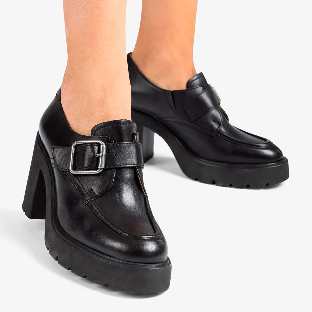 Mocassino Nero Fibbia Tacco Spesso Alto Unisa Killen - immagine 5