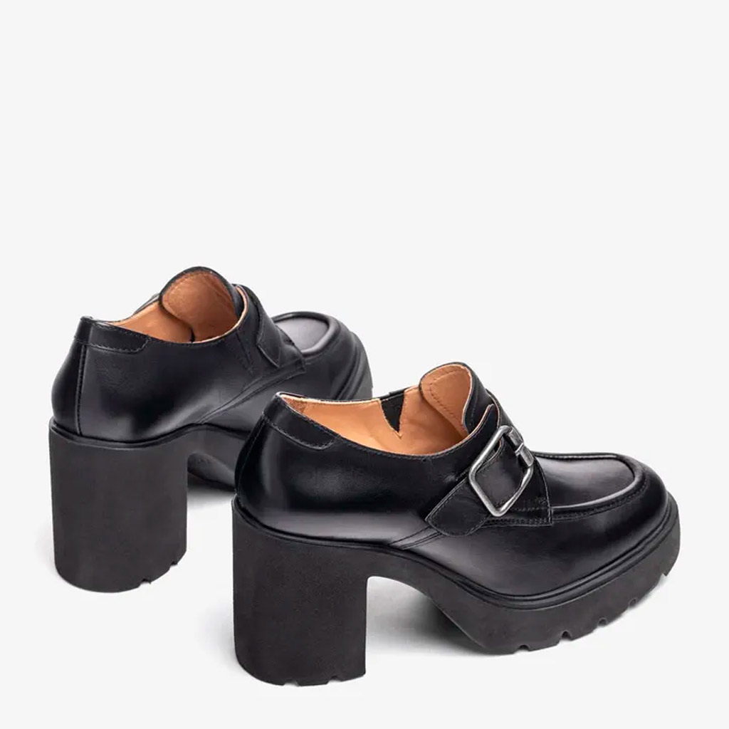 Mocassino Nero Fibbia Tacco Spesso Alto Unisa Killen - immagine 6