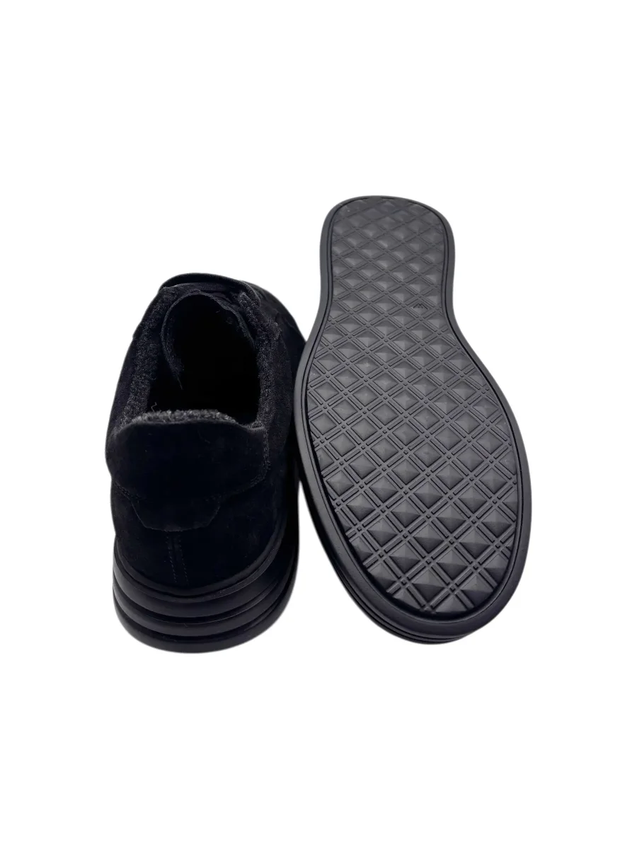 Brecos – Sneakers uomo total black in camoscio – 42 - immagine 5