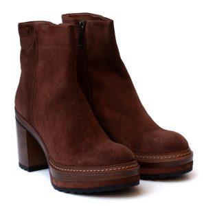 Stivaletto Camoscio Marrone Tacco Largo Pons Quintana Olivia