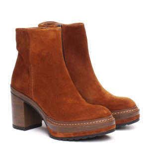 Stivaletto Camoscio Cuoio Tacco Comodo