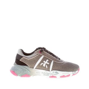 PREMIATA donna sneaker BUFF 6098 in tessuto tecnico a rete GRIGIO SCURO più argento