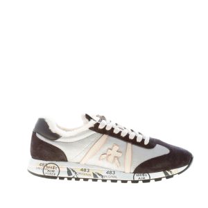 PREMIATA donna sneaker Lucy 6008 in pelle ARGENTO e camoscio NERO fodera pelliccia