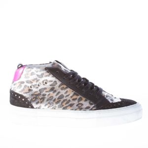 QUATTROBARRADODICI donna sneaker mid-cut in laminato ANIMALIER più nero