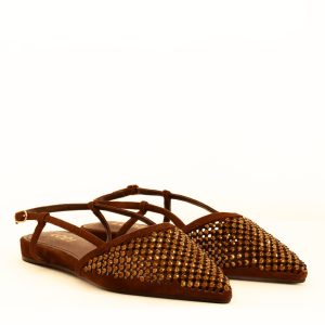 Scarpa Camoscio Marrone Strass