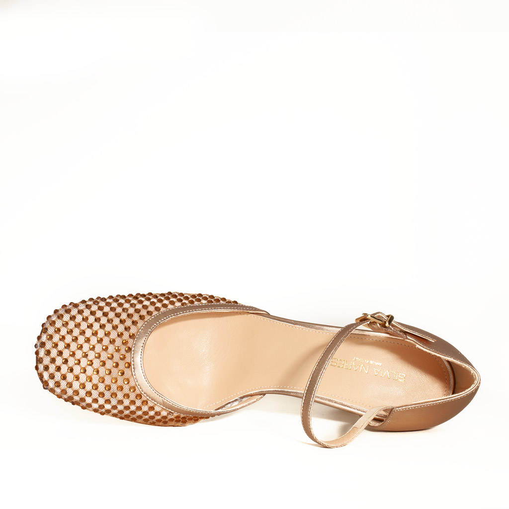 Décolleté Cipria Elegante con Strass e Cinturino - immagine 5