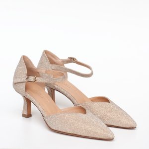 Scarpe Oro Tacco Medio Eleganti Matrimonio Cerimonia