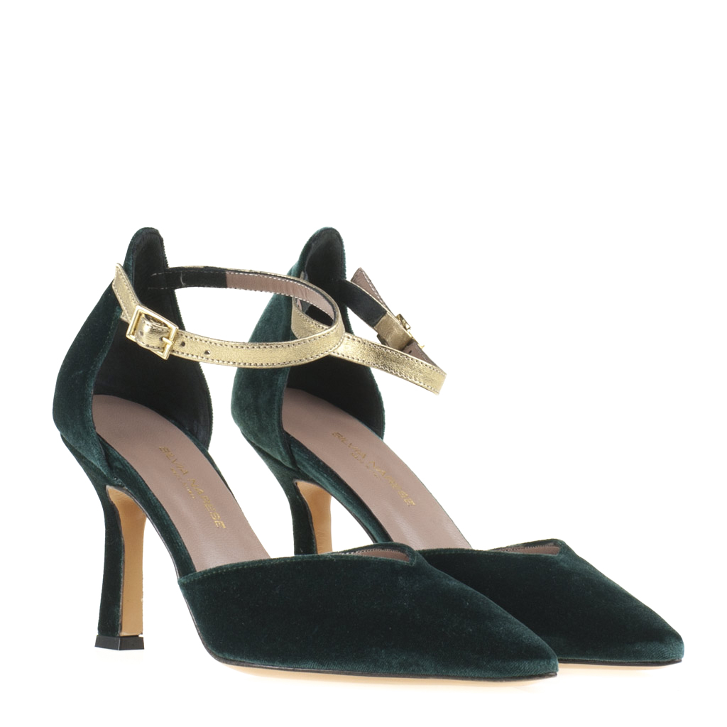 Scarpe in Velluto Verde Eleganti con Tacco Alto