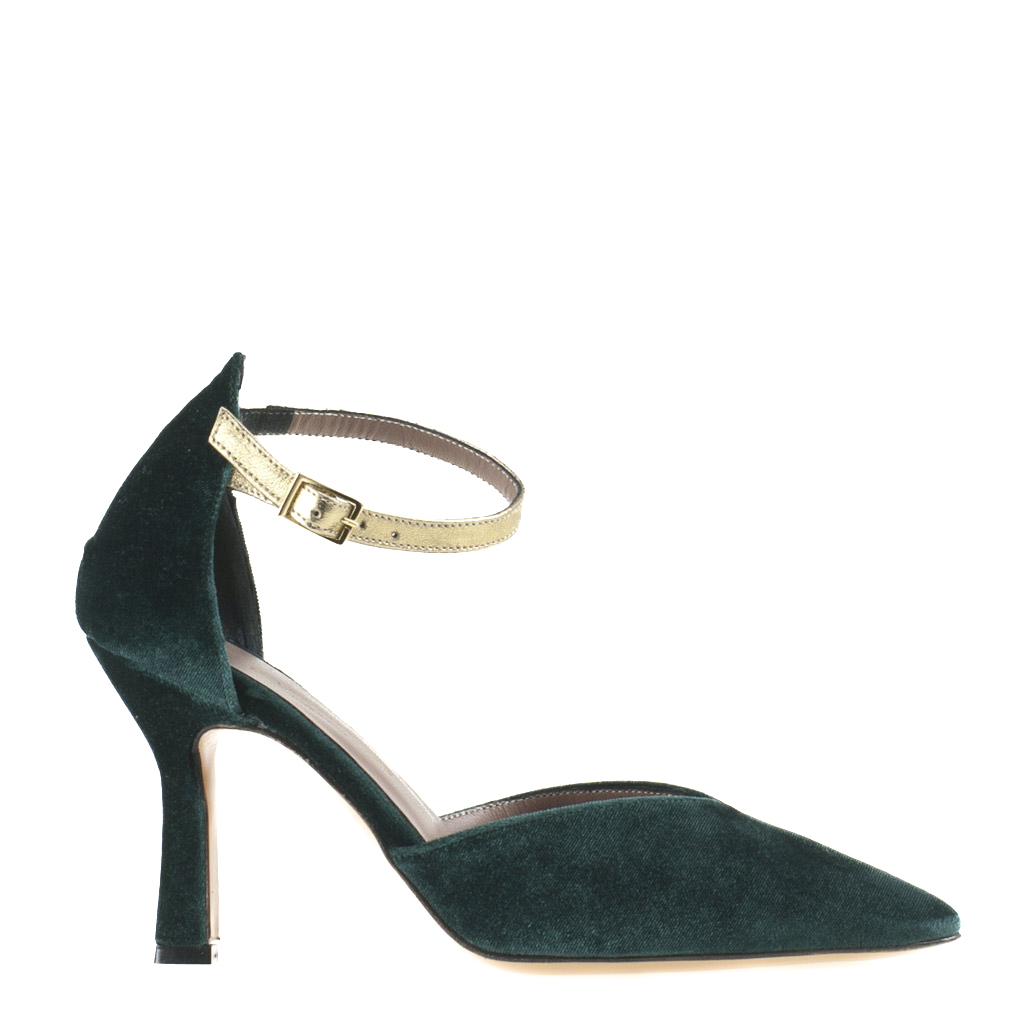 Scarpe in Velluto Verde Eleganti con Tacco Alto - immagine 3
