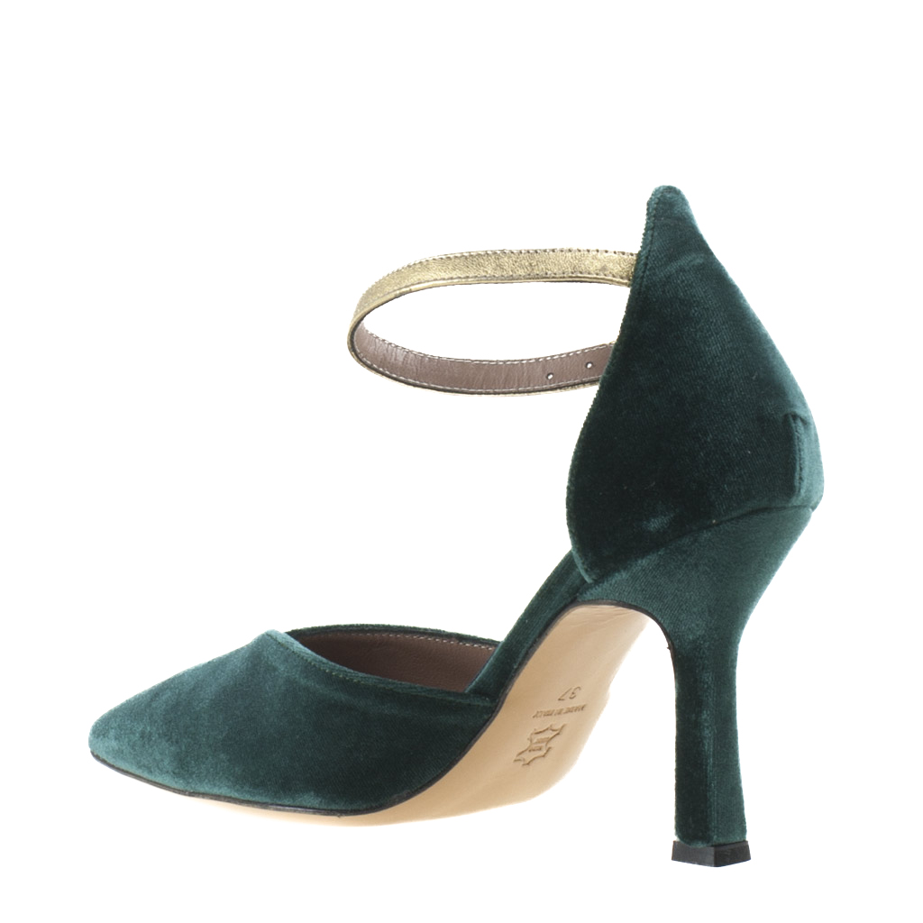 Scarpe in Velluto Verde Eleganti con Tacco Alto - immagine 4