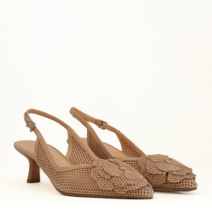 Slingback Camoscio Beige con Fiore