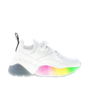 STELLA McCARTNEY donna sneaker Eclypse Rainbow in alter nappa e neoprene BIANCO