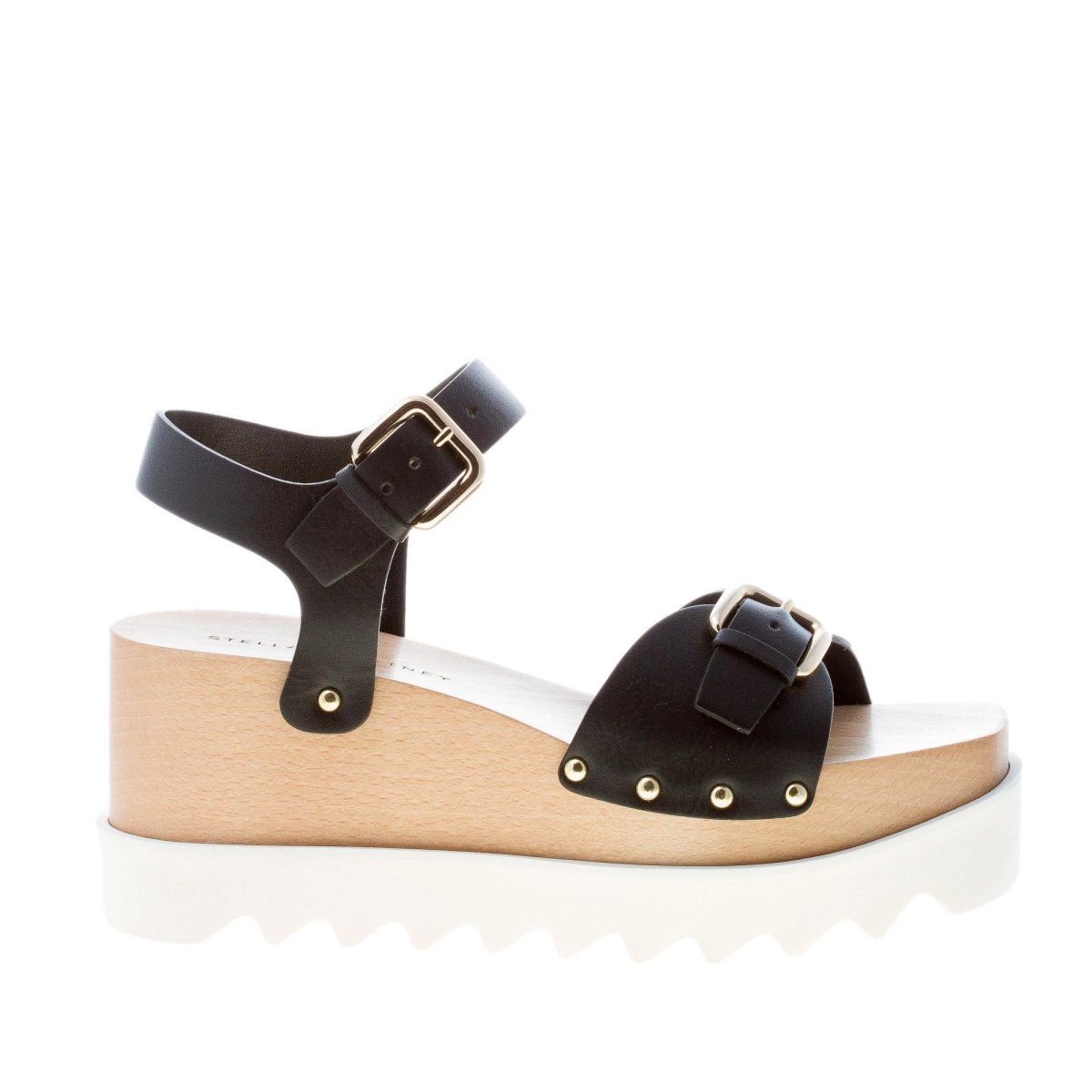 STELLA McCARTNEY donna sandalo Elyse in eco-pelle NERO con fibbie. Zeppa 8 cm - immagine 2