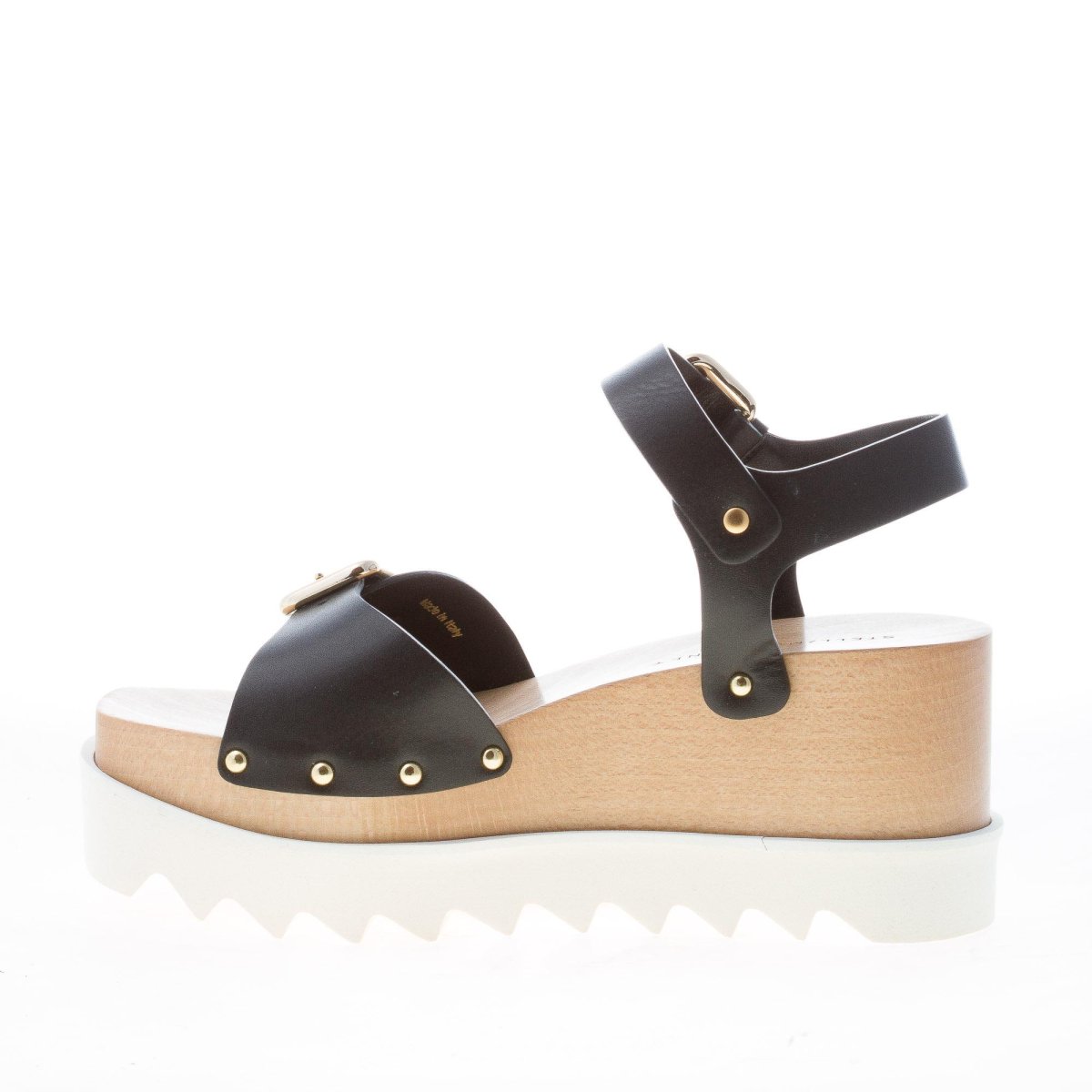 STELLA McCARTNEY donna sandalo Elyse in eco-pelle NERO con fibbie. Zeppa 8 cm - immagine 6