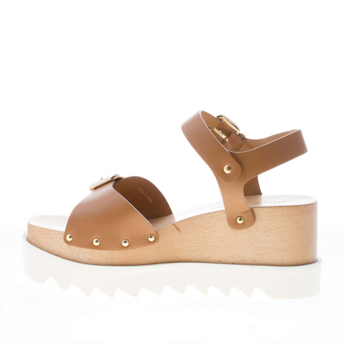 STELLA McCARTNEY donna sandalo Elyse in eco-pelle CUOIO con fibbie. Zeppa 8 cm - immagine 6