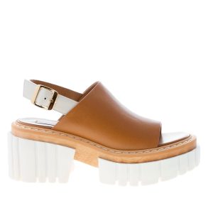 STELLA McCARTNEY donna sandalo Emilie in pelle CUOIO con maxi suola e platform. Tacco 8 cm