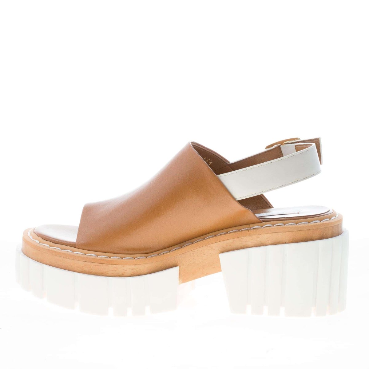 STELLA McCARTNEY donna sandalo Emilie in pelle CUOIO con maxi suola e platform. Tacco 8 cm - immagine 6