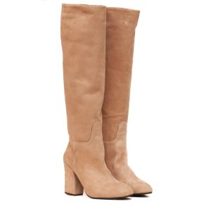 Stivale a tubo in camoscio nude