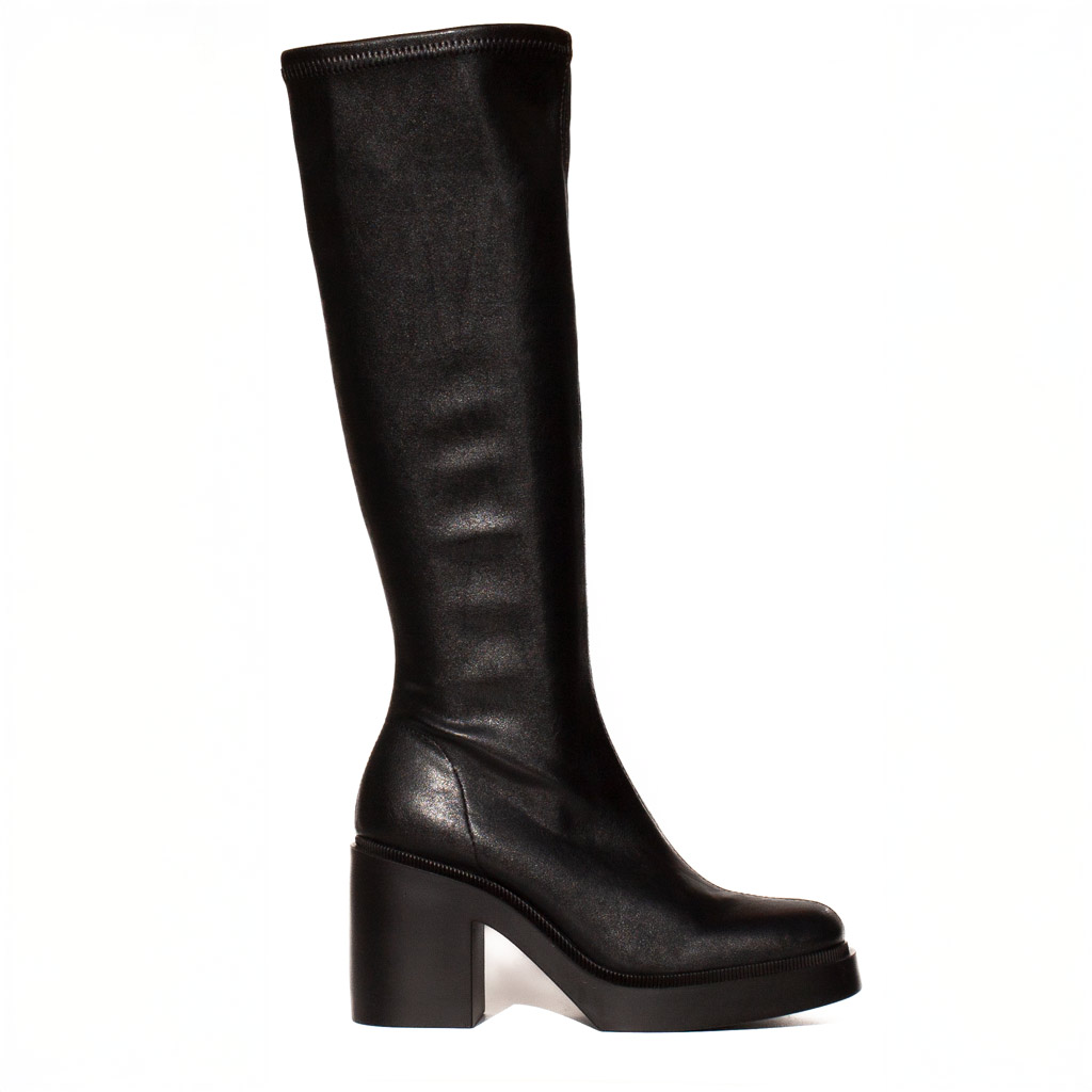 Stivali Neri Pelle Platform di Miss Elastic - immagine 3