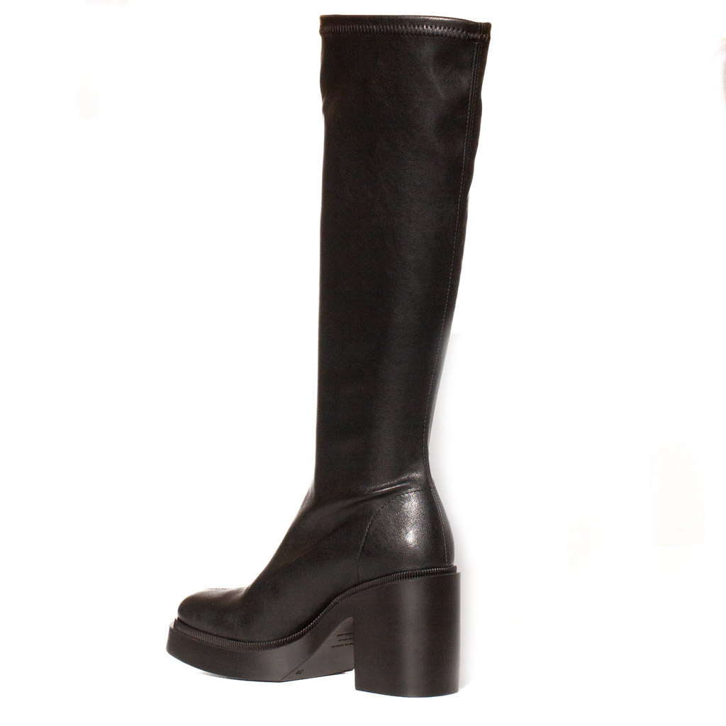 Stivali Neri Pelle Platform di Miss Elastic - immagine 4