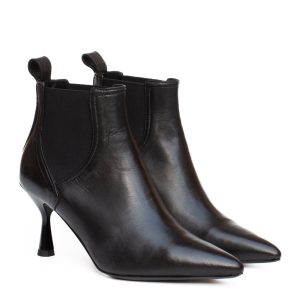 Stivaletto Chelsea Vitello Nero Tacco Rocchetto