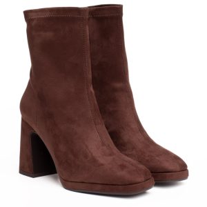 Stivaletto Marrone Camoscio Tacco Spesso Alto Platform Lodi