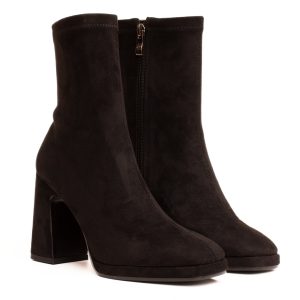 Stivaletto Nero Camoscio Tacco Spesso Alto Platform Lodi