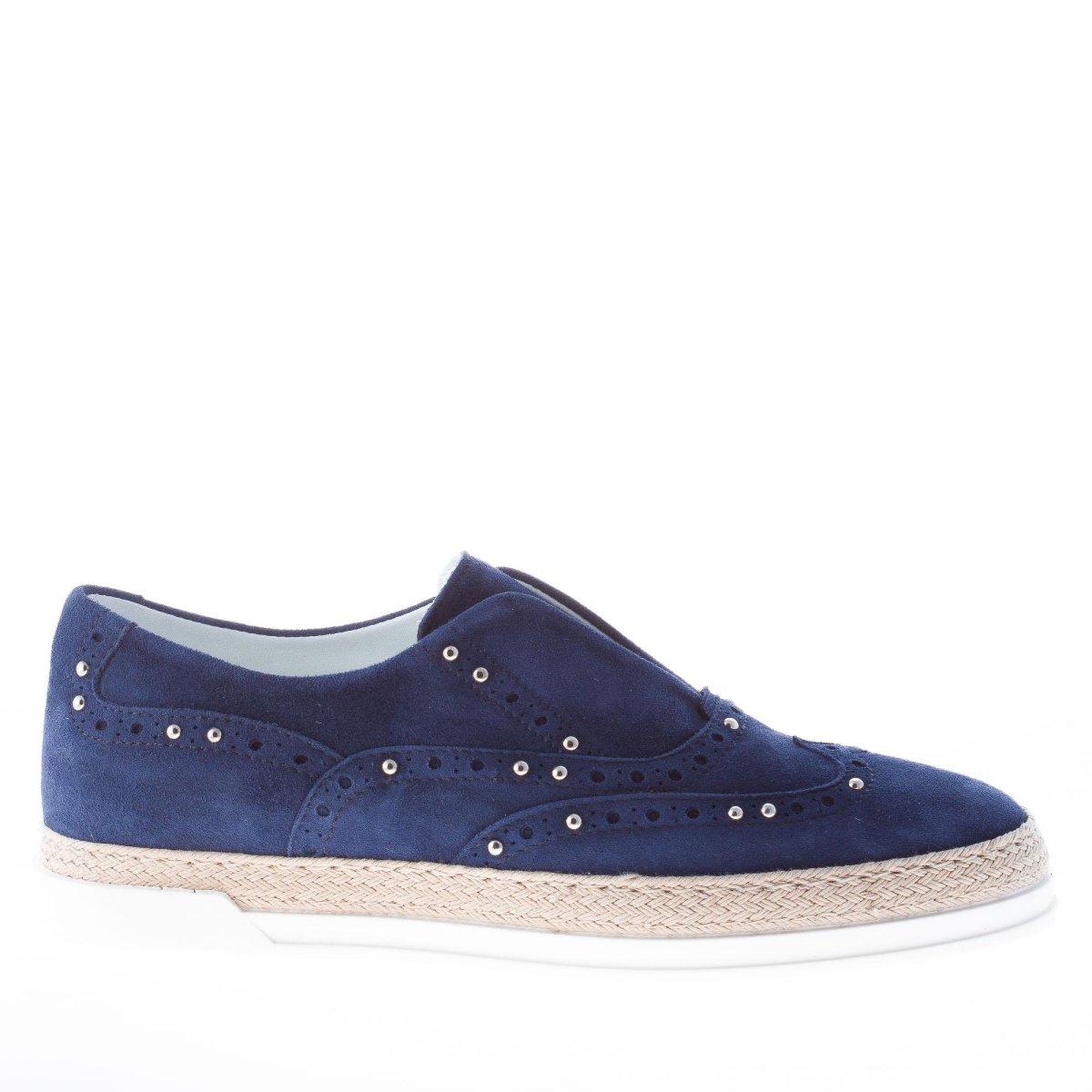 STRIKE FIRENZE donna slip on francesina in camoscio BLU con borchie e corda - immagine 2
