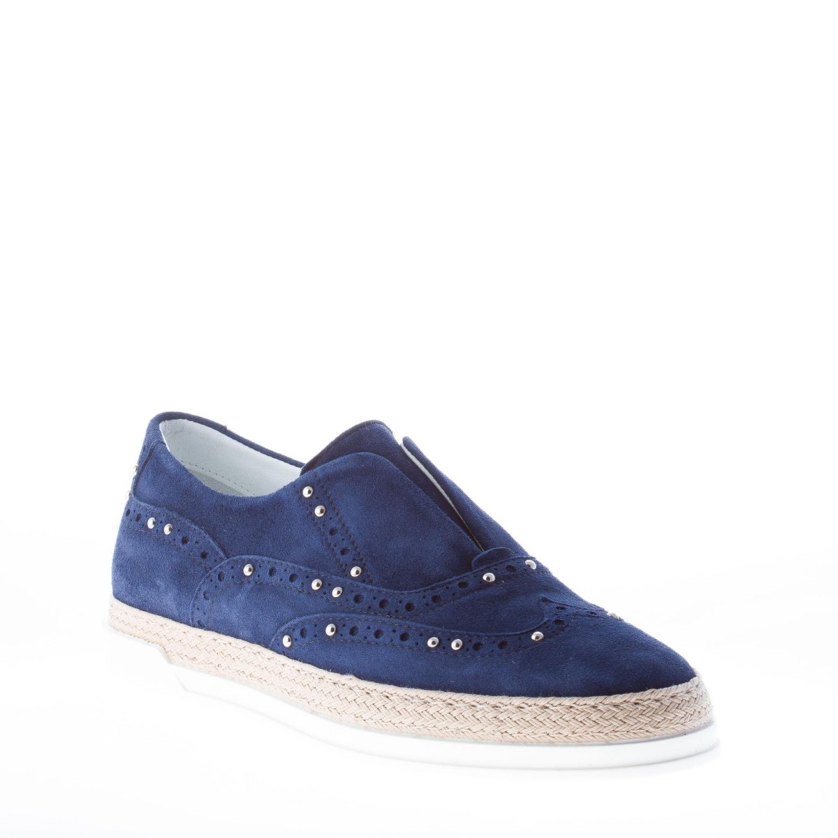 STRIKE FIRENZE donna slip on francesina in camoscio BLU con borchie e corda - immagine 3