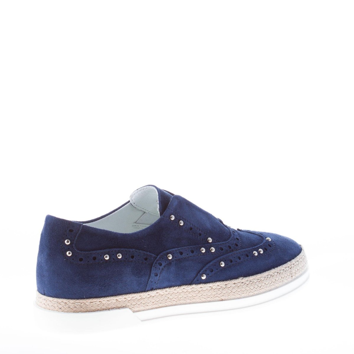STRIKE FIRENZE donna slip on francesina in camoscio BLU con borchie e corda - immagine 4