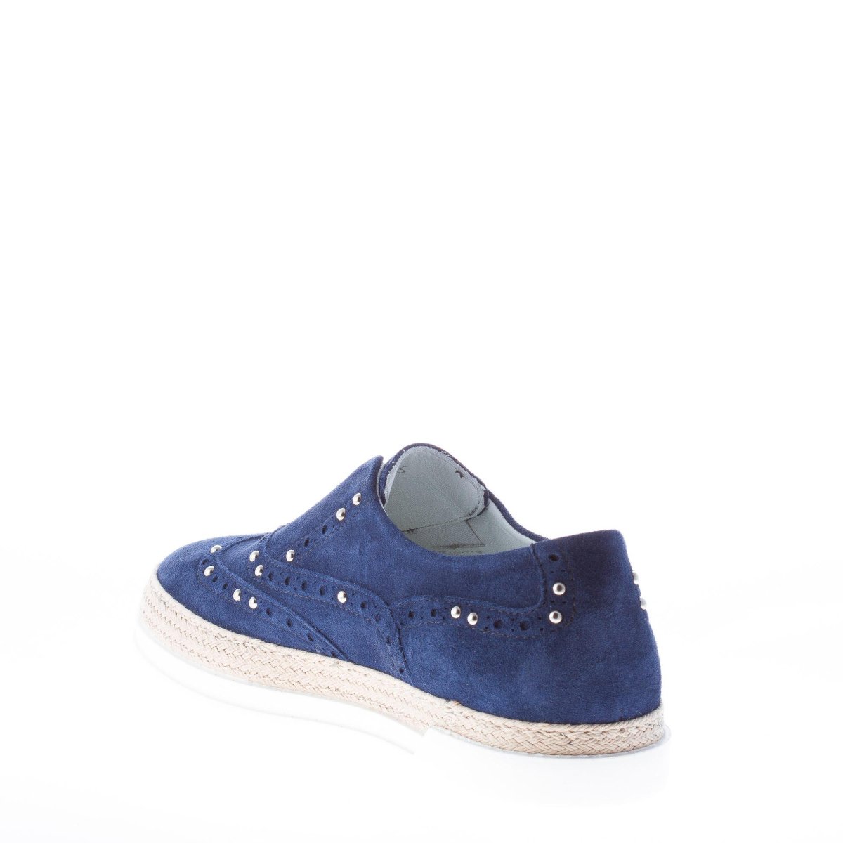 STRIKE FIRENZE donna slip on francesina in camoscio BLU con borchie e corda - immagine 5