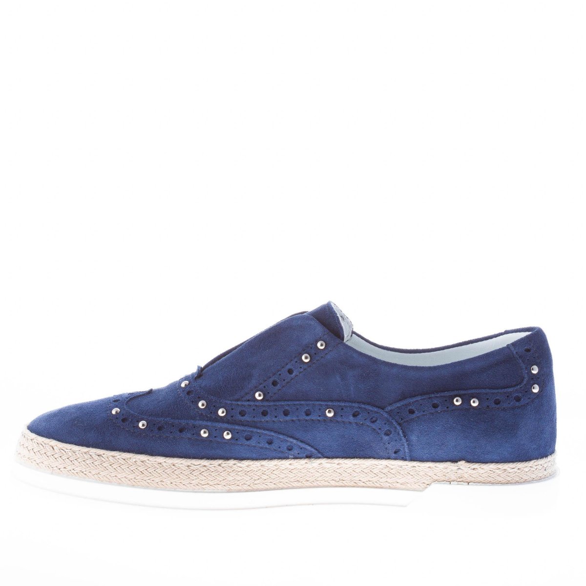 STRIKE FIRENZE donna slip on francesina in camoscio BLU con borchie e corda - immagine 6