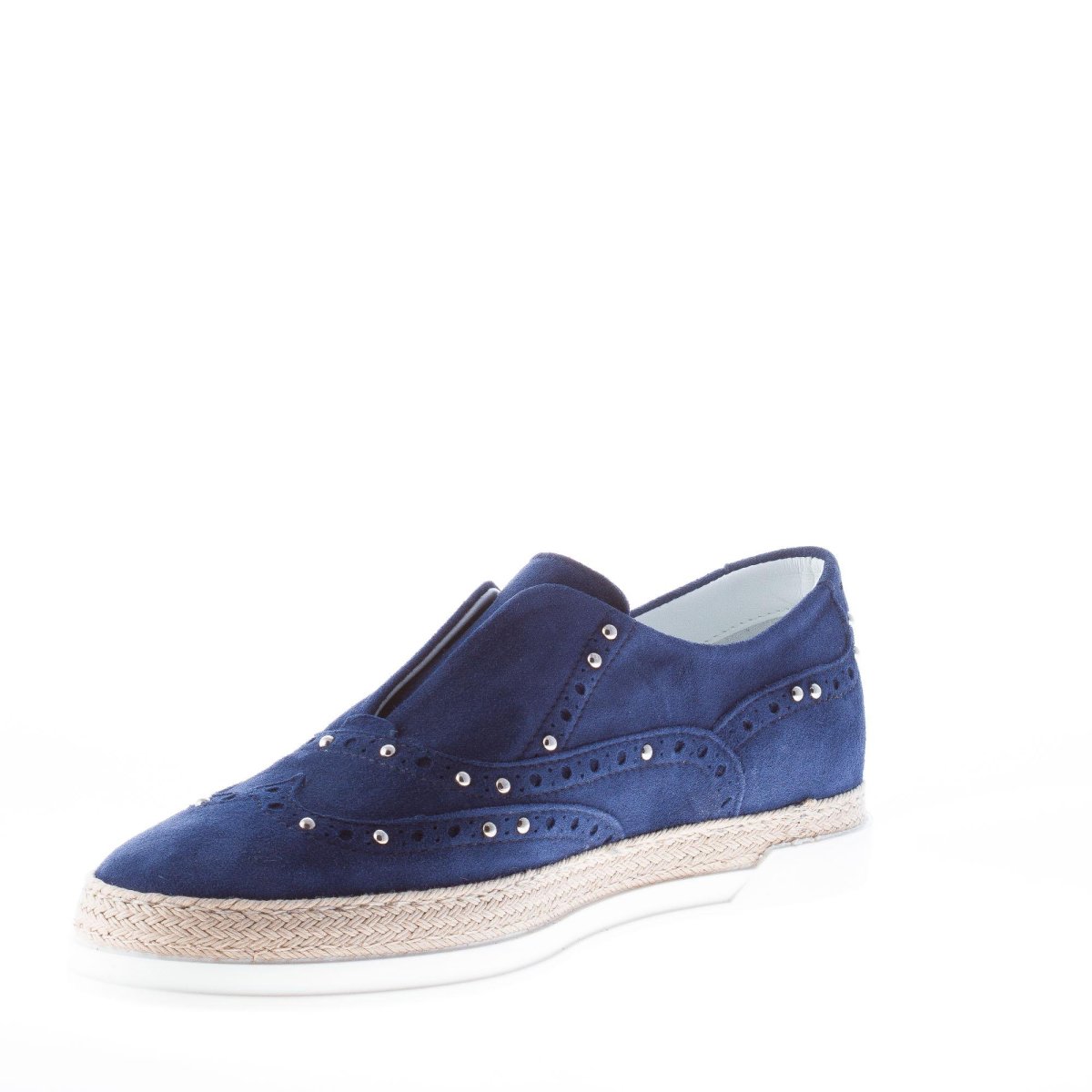 STRIKE FIRENZE donna slip on francesina in camoscio BLU con borchie e corda - immagine 7