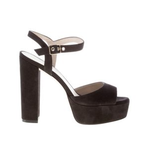 STUART WEITZMAN sandalo Ryder II in camoscio NERO con platform. Tacco 12,5 cm
