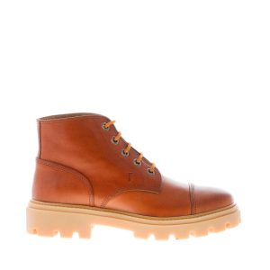 TOD’S uomo stivaletto stringato in pelle BRANDY SCURO con impunture
