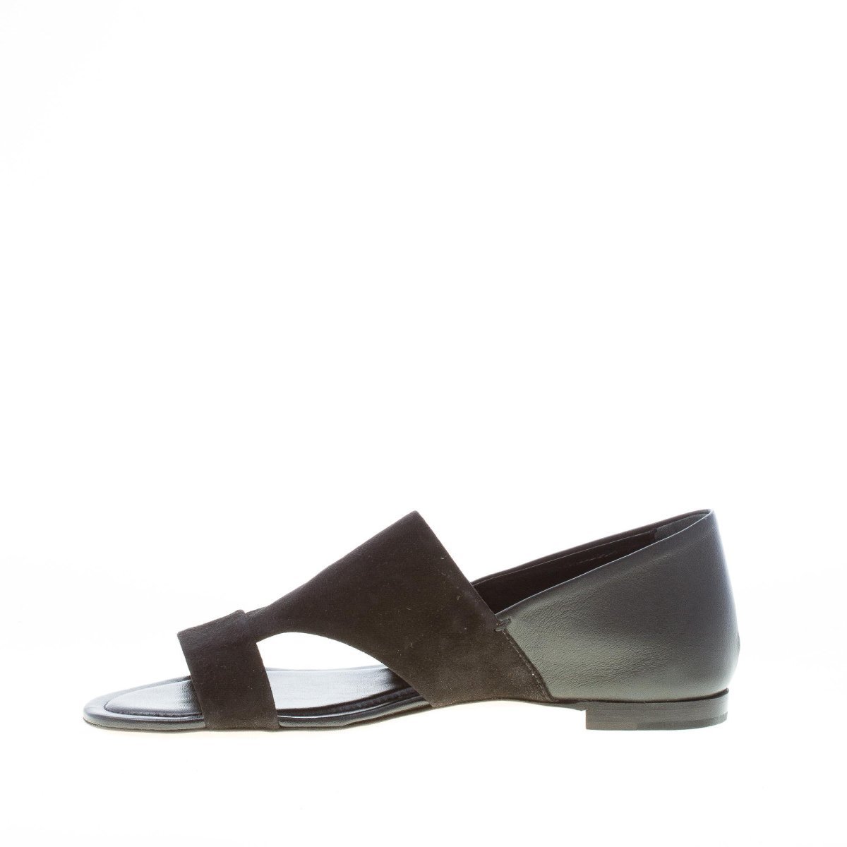 TOD’S donna sandalo piatto chiuso al tallone in camoscio e pelle NERO. Suola cuoio - immagine 6