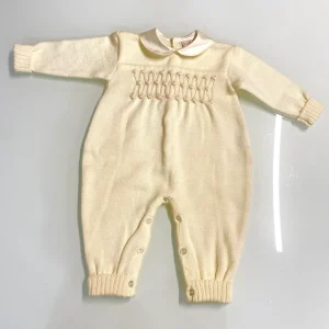 Tutina Neonata Punto Smock in Lana 100%