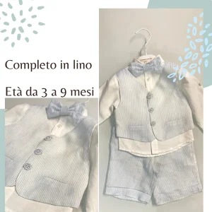 Vestito Battesimo Bimbo in lino | da 3 a 9 mesi