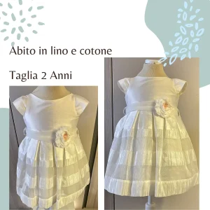 Vestito da Cerimonia per bambina in lino e cotone