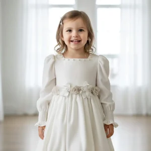 Vestito in velluto bambina | Bianco e Porpora