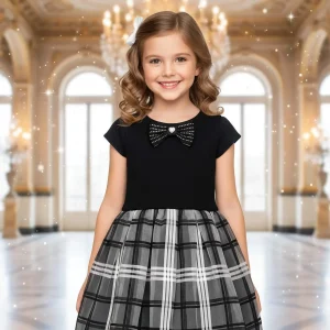 Vestito elegante bianco e nero da bambina 6 anni